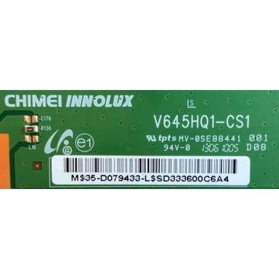 T-CON / RCA 35-D079433 / V645HQ1-CS1 / PANEL TC650FPE1 / MODELOS 65D3550 / ELEFW651 / ELEFS651 / LED65G55R120Q 3527-LE65G55-A4 - Imagen 2